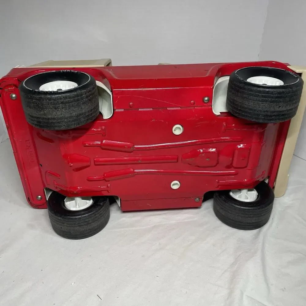 Vintage Tonka Bronco Blazer Jeep Red w/ White Top – Steel Body – 1970s Truck Toy